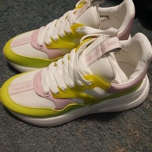 Alexander McQueen Women's Or Men Unisex Sneakers in White, Pink, and Yellow